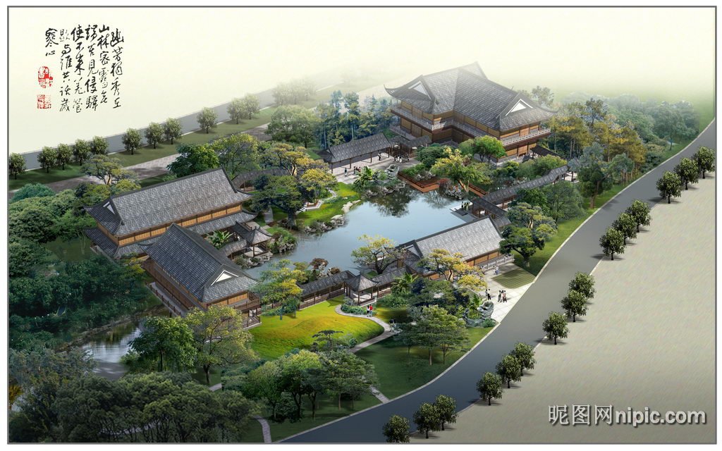 传统园林建筑设计效果图设计图__建筑设计_环境设计_设计图库_昵图网