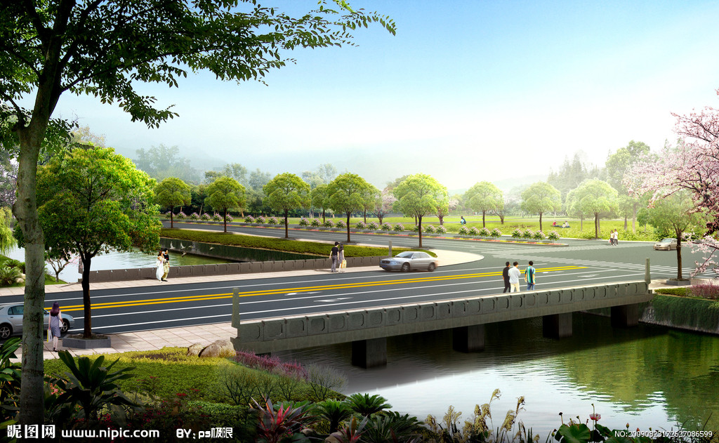 道路桥梁景观效果图设计图片