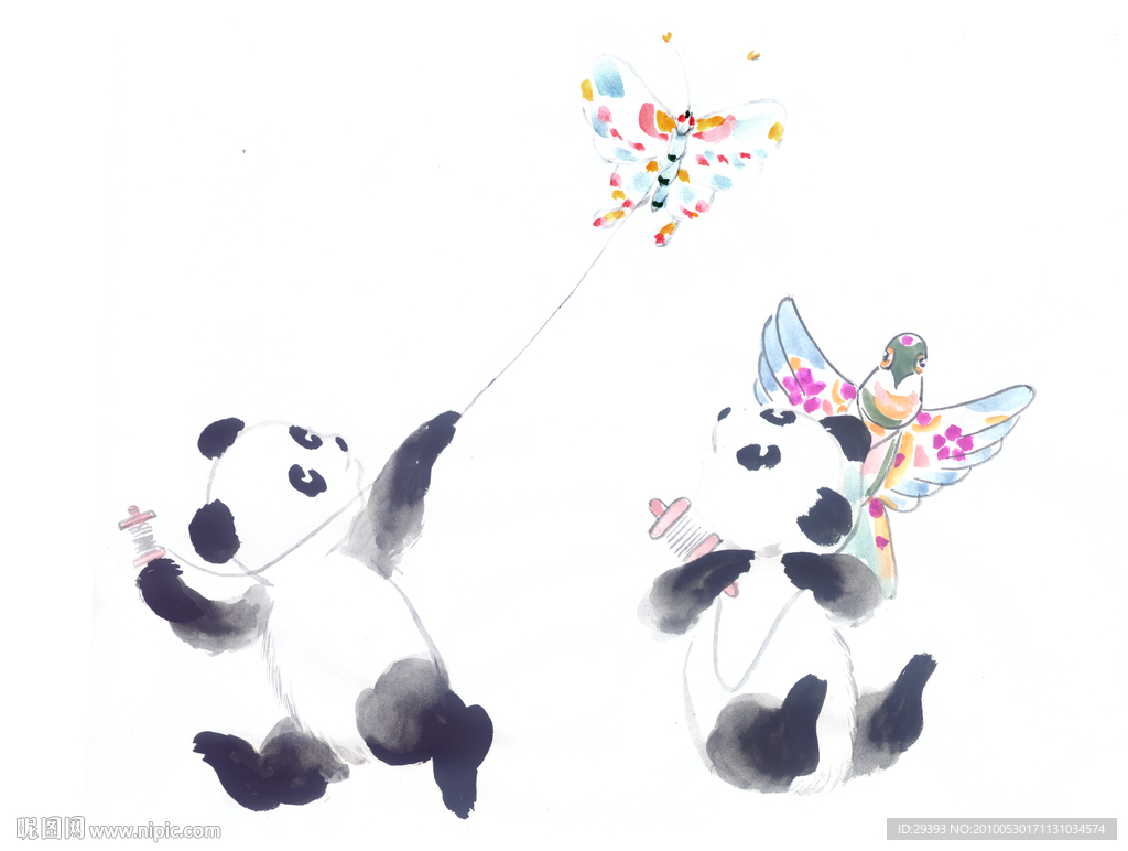 熊猫放风筝