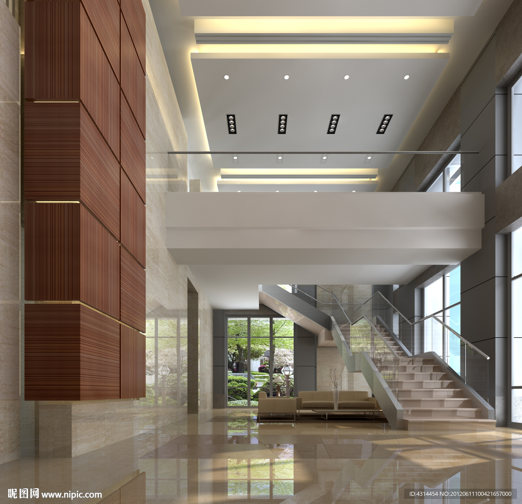 4-写字楼大堂电梯走廊设计图片-土巴兔装修效果图