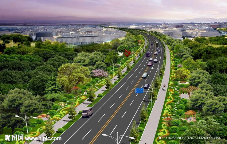 高速路道路綠化景觀效果圖