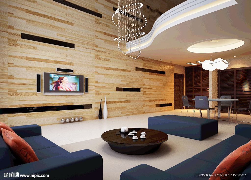 现代客厅室内效果图3d模型源文件