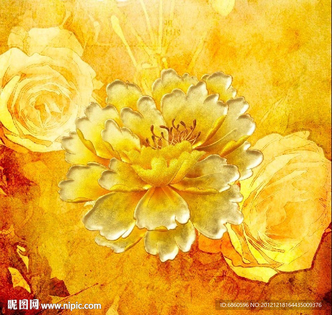 富貴花 無(wú)框畫(huà) 壁畫(huà) 已合層