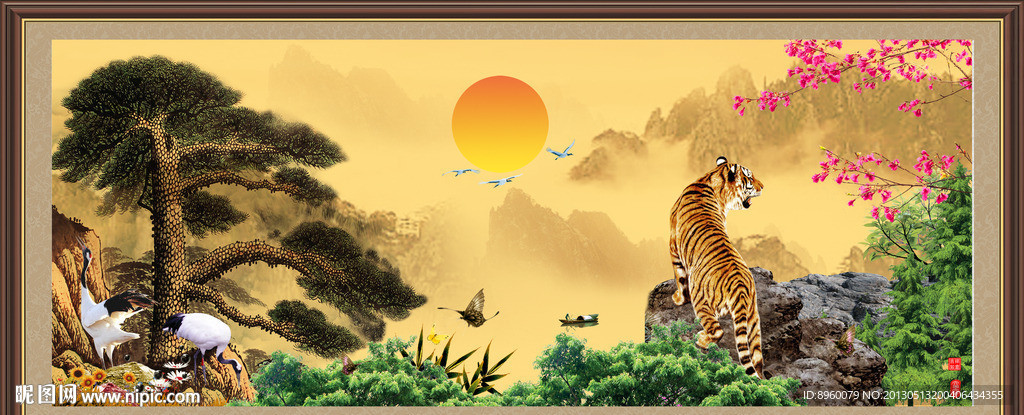 老虎 国画 国画风景