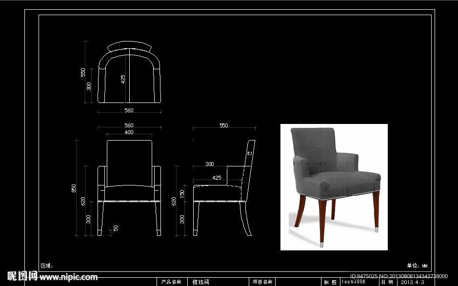 椅子设计图__施工图纸_环境设计_设计图库_昵图网nipic.com