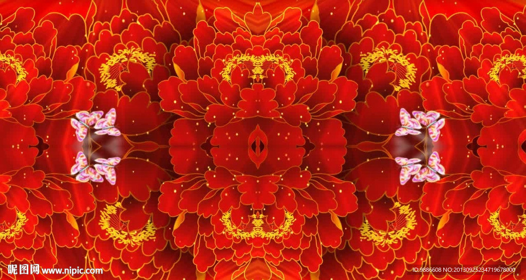 喜慶鮮花蝴蝶視頻素材