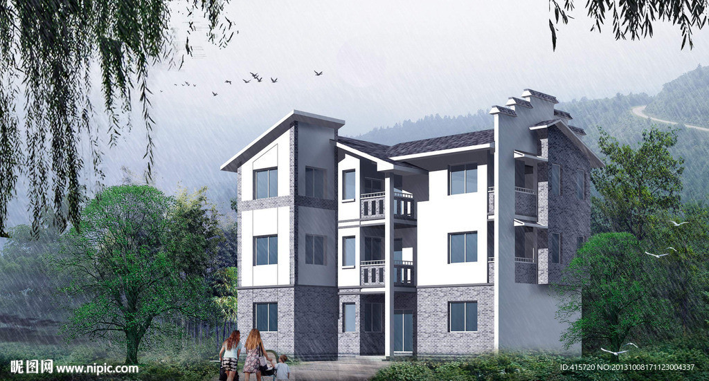 村鎮(zhèn)小康別墅建筑圖紙