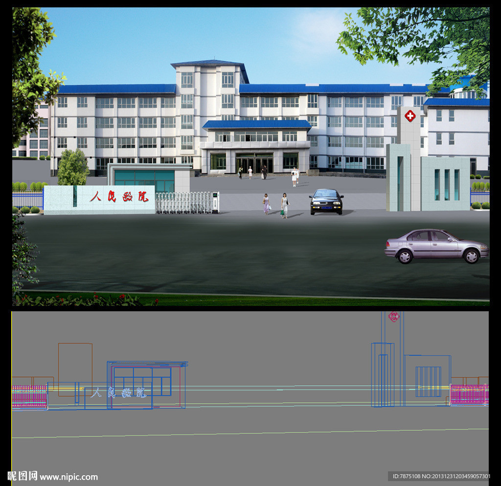 医院大门 (带贴图)设计图__室外模型_3d设计_设计图库_昵图网nipic.