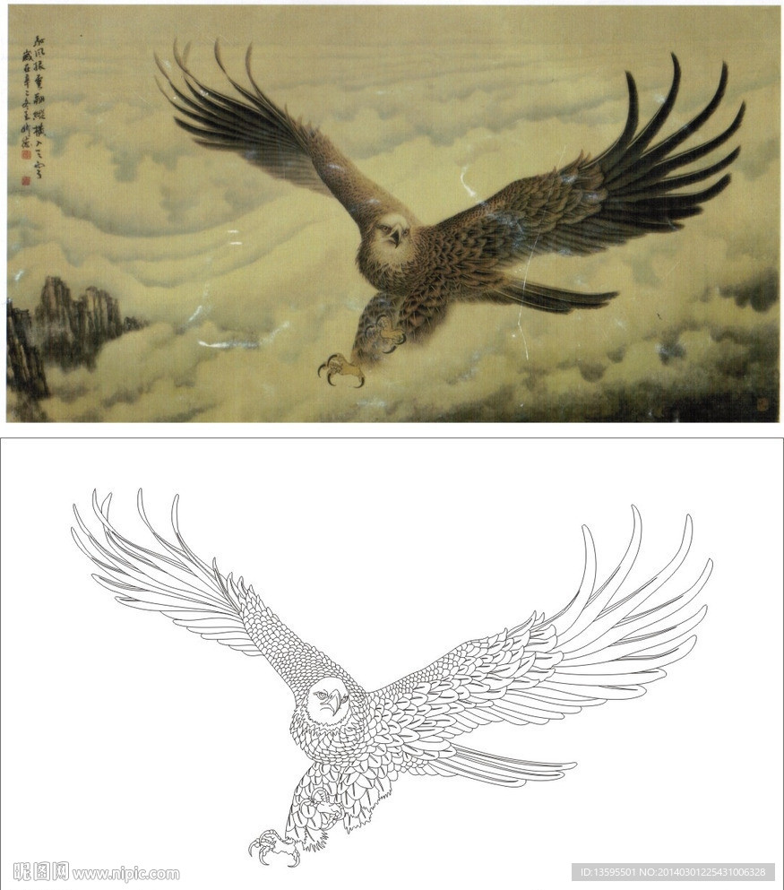 雄鹰展翅设计图__绘画书法_文化艺术_设计图库_昵图网nipic.com
