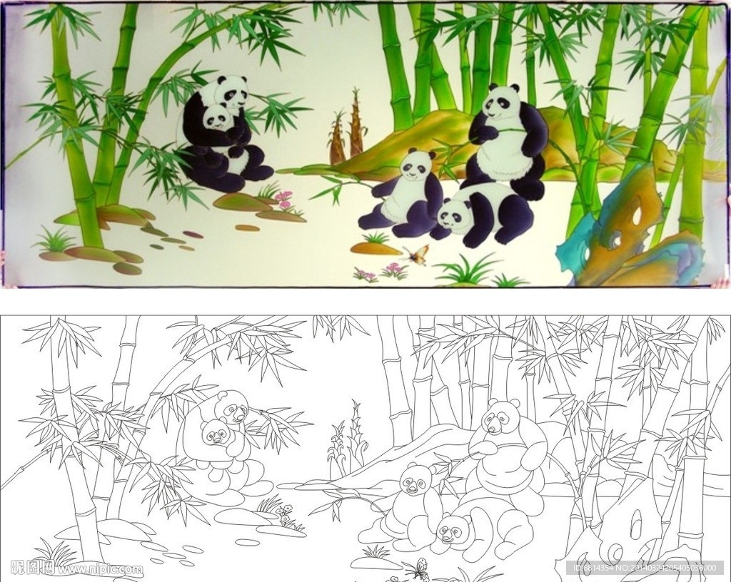 熊貓 竹林 （注路徑未閉合）