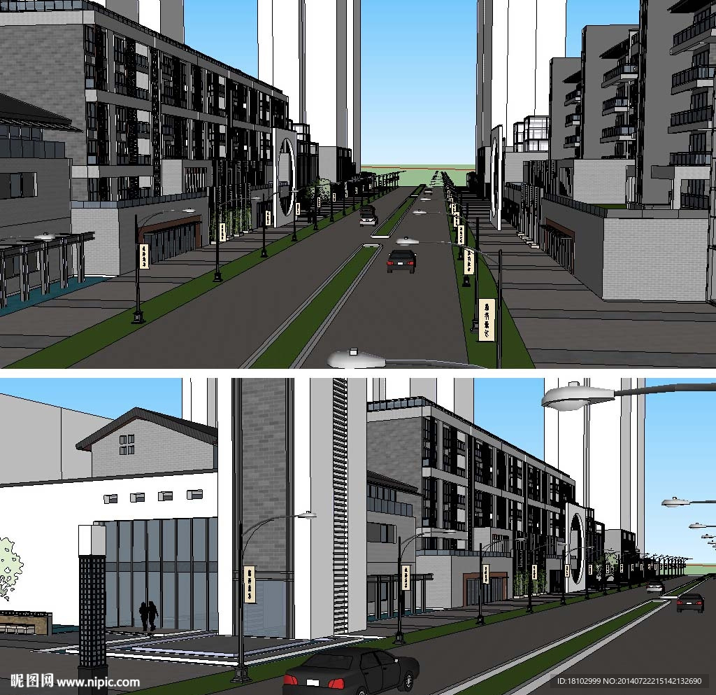 商業(yè)街建筑SU草圖大師