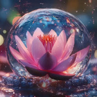 夢幻蓮花綻于晶瑩氣泡中