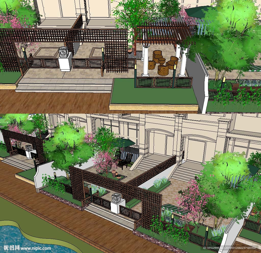 sketchup庭院景观模型