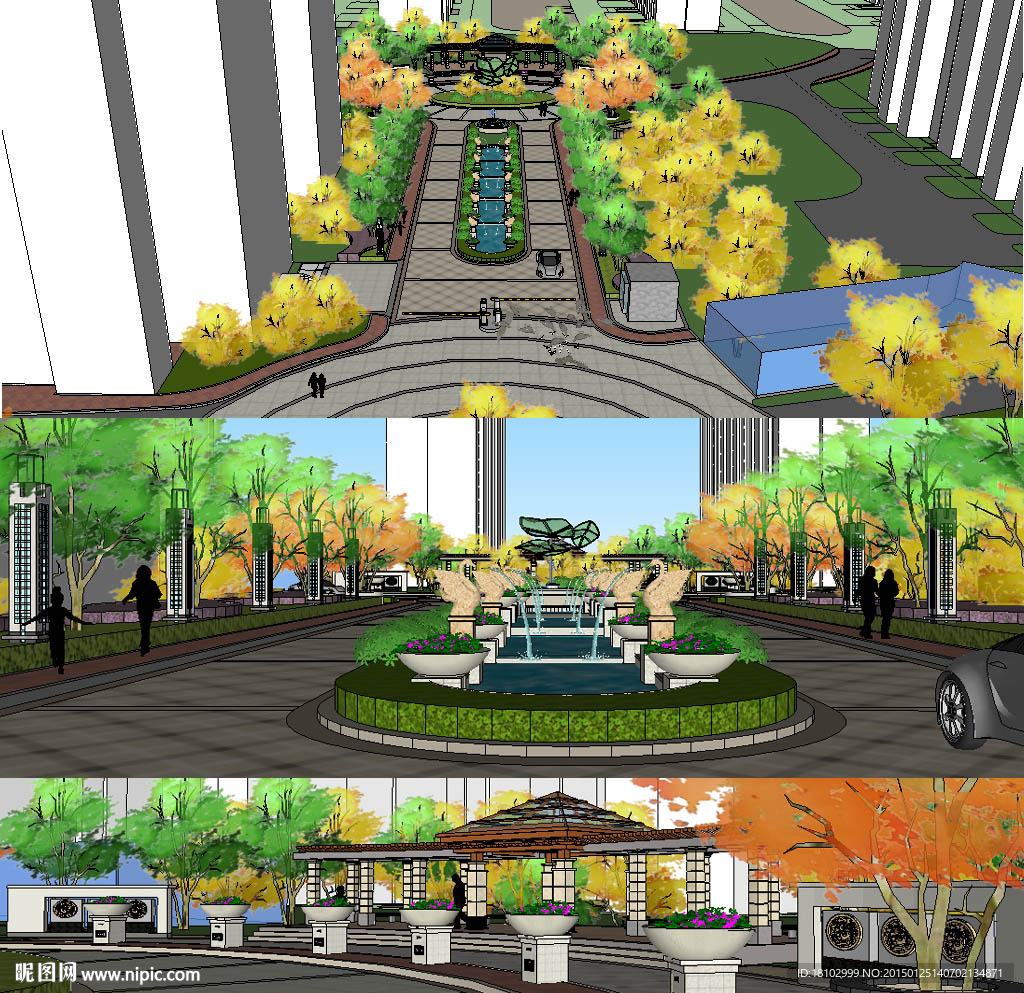 小區(qū)大門景觀sketchup