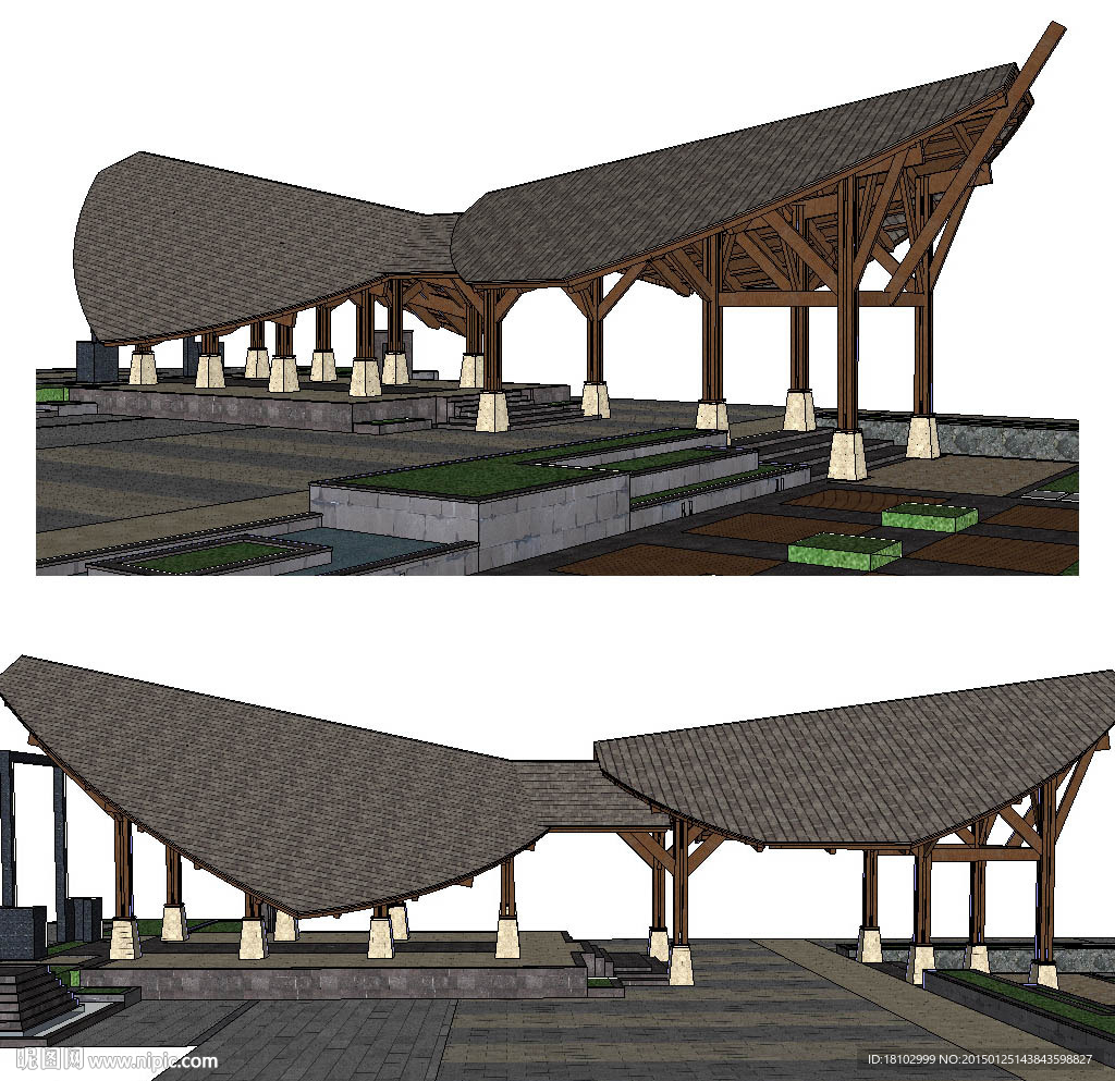 公園大門入口sketchup