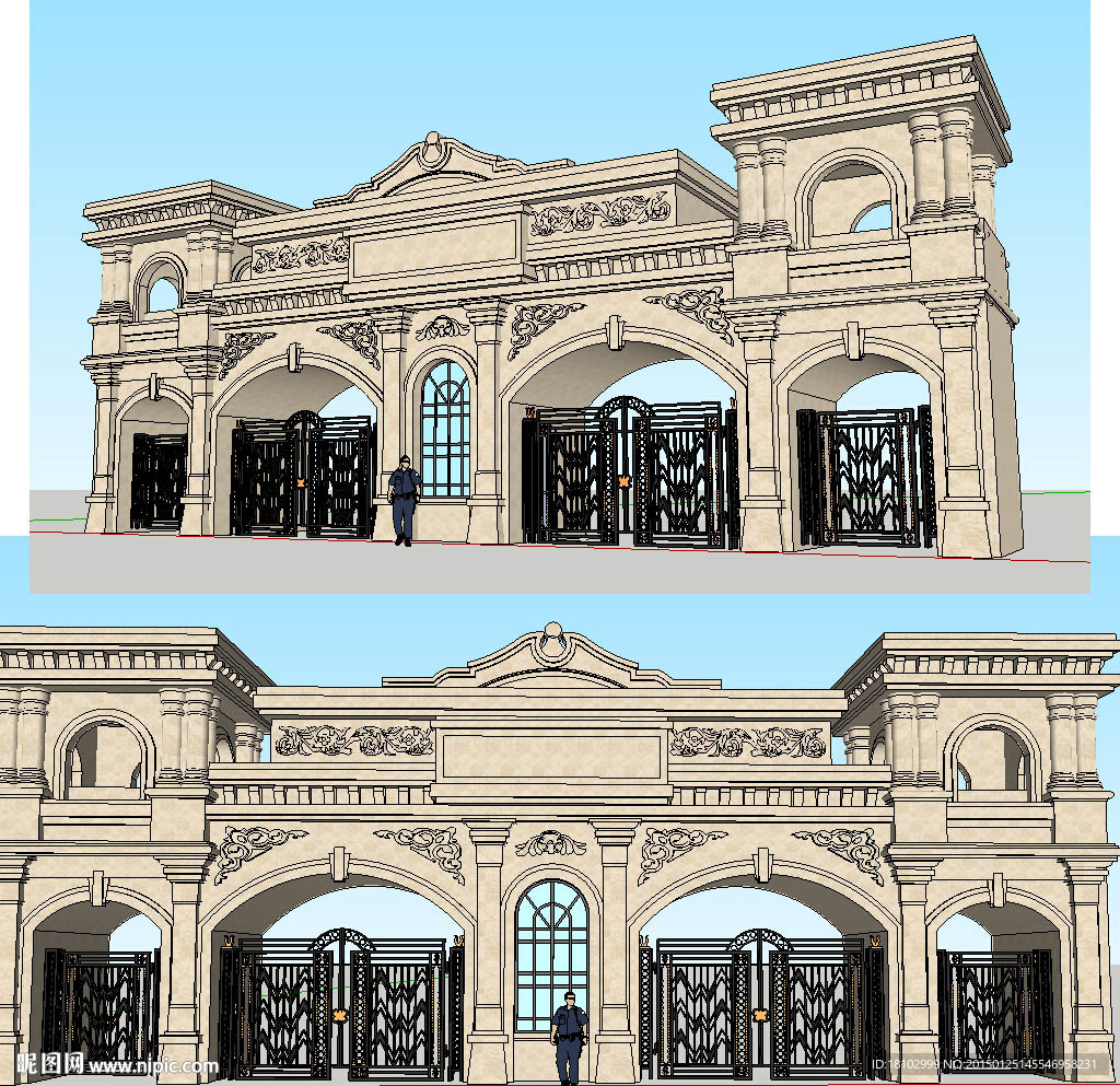 歐式居住區(qū)大門sketchup