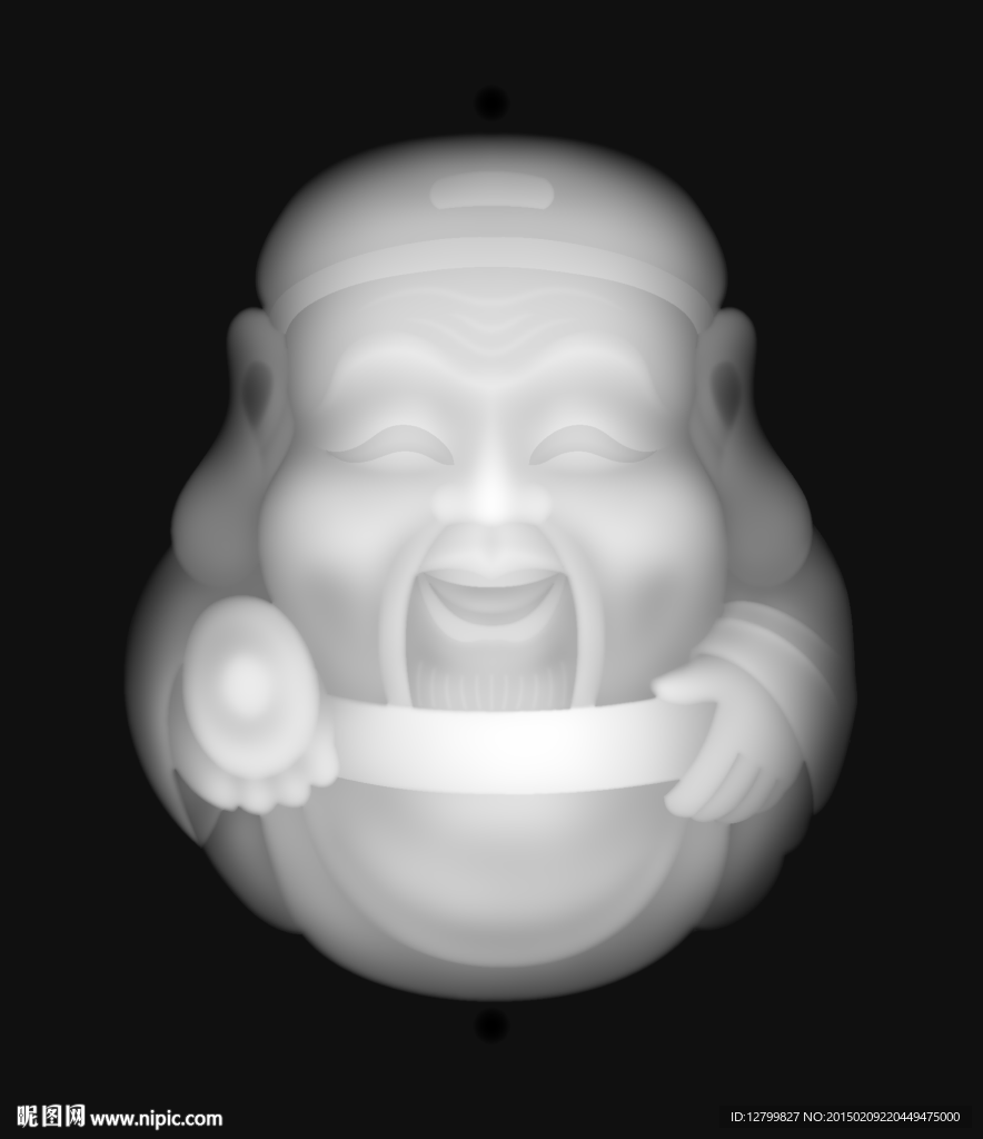 玉雕財神灰度圖