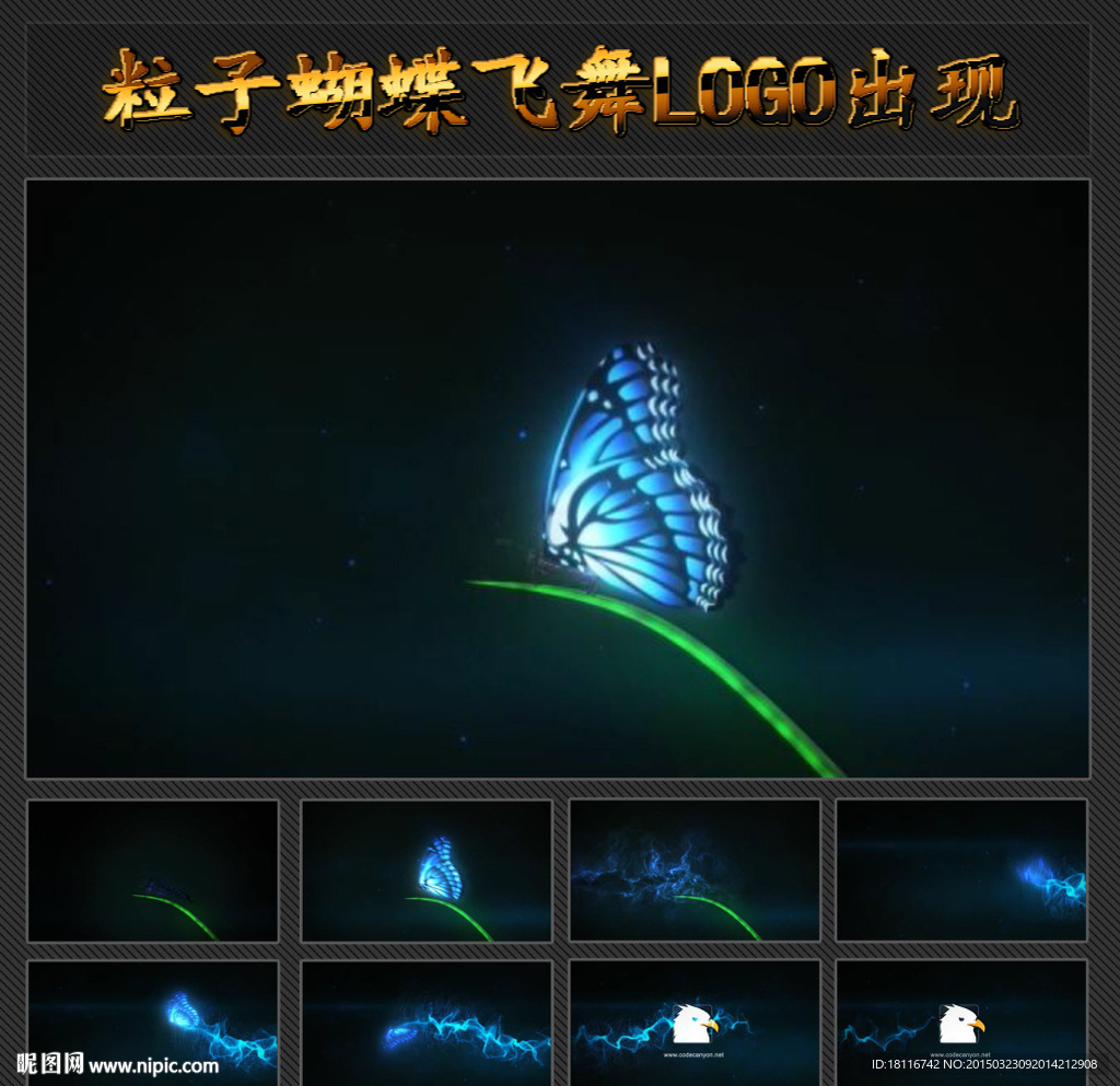 粒子蝴蝶飛舞logo出現(xiàn)
