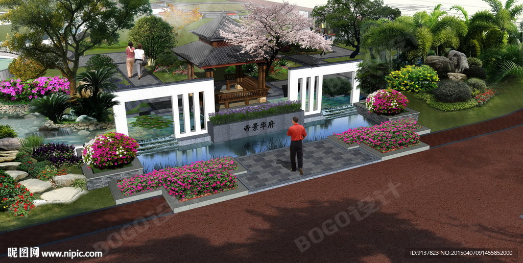 入口水景墻效果圖