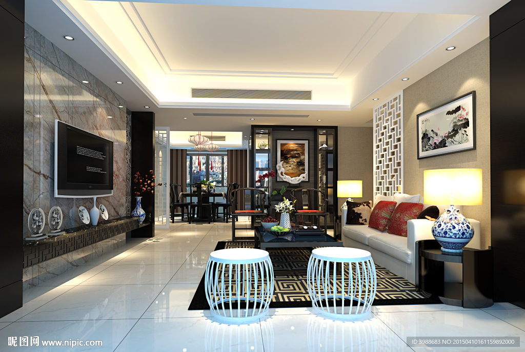 中式客廳效果圖