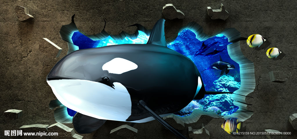 3D海洋鲸鱼立体画