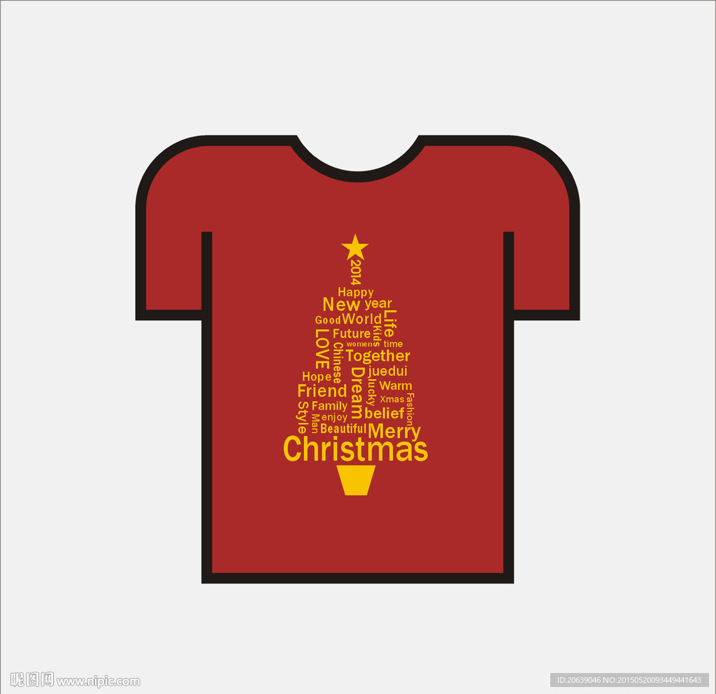 圣诞树印花T恤图案设计