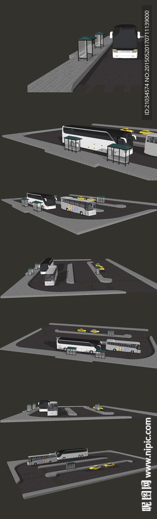 大型公交车站牌SU模型设计