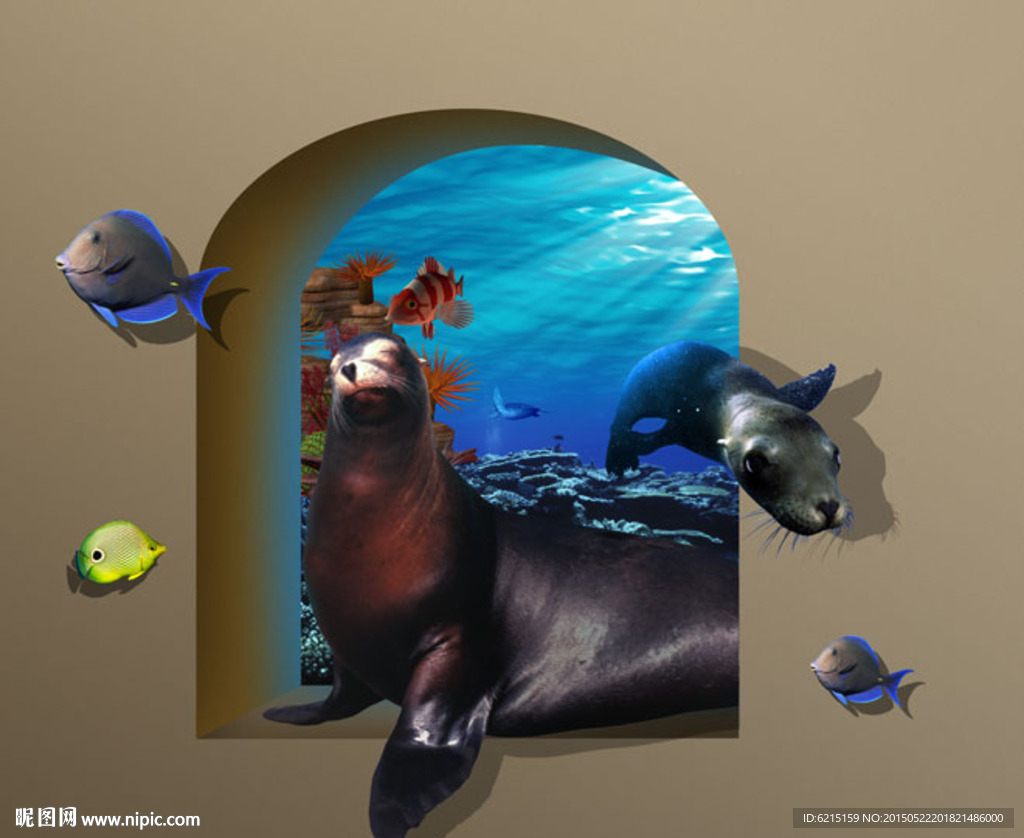 3D海狮立体画