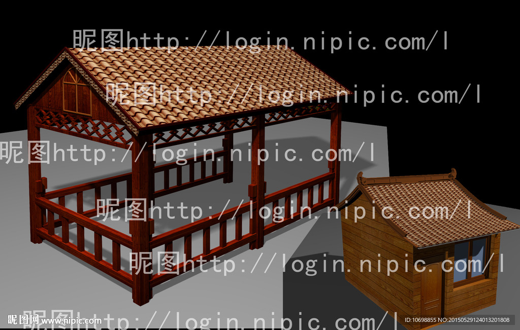 公園木屋涼亭效果圖