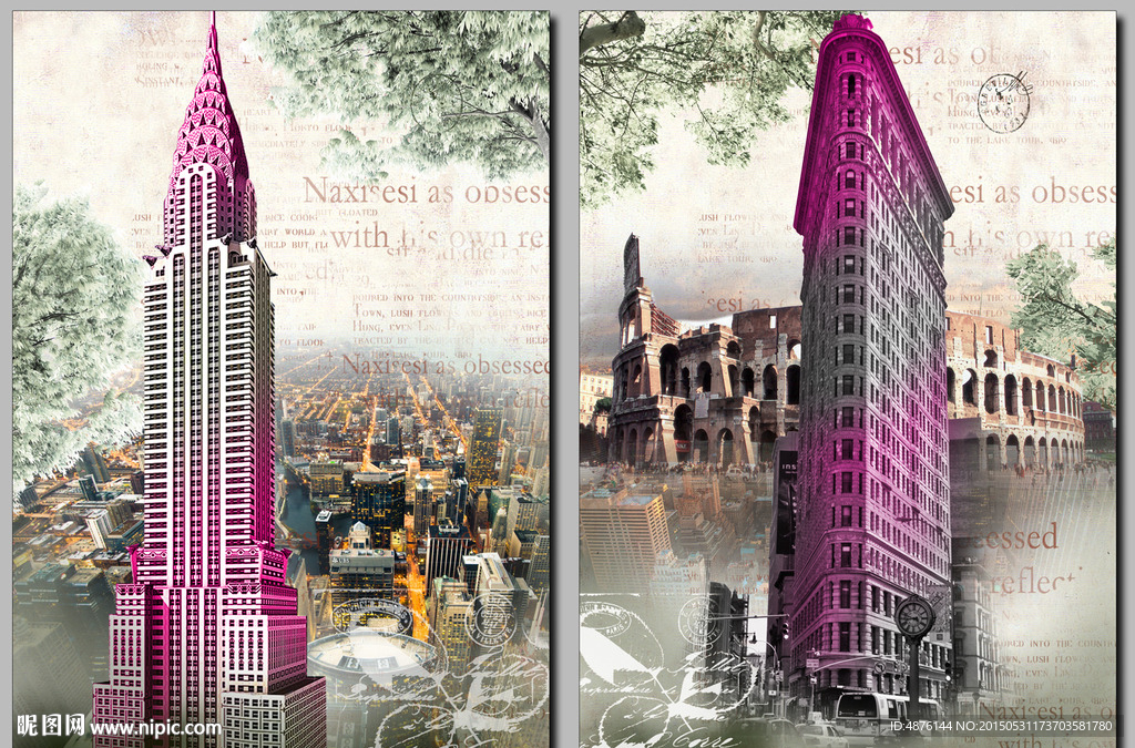 建筑裝飾畫圖片