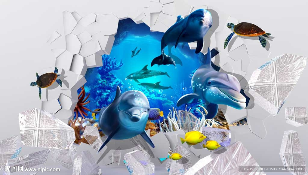 3D冰海洋装饰背景画