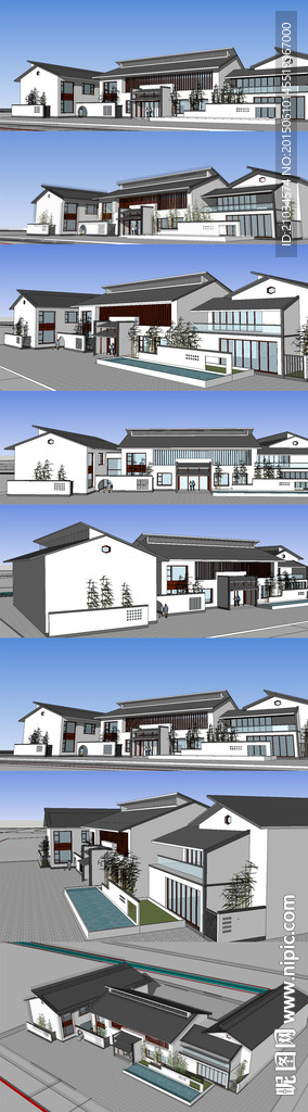 中式會所建筑SU設(shè)計(jì)