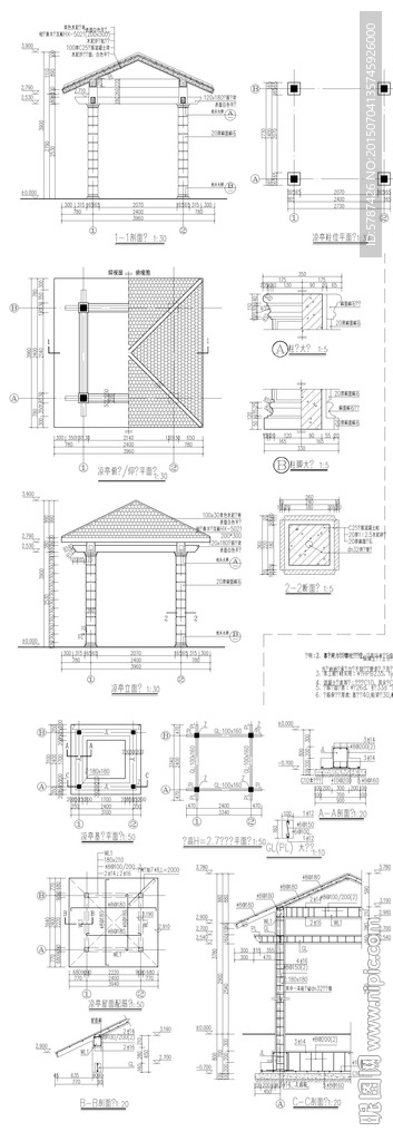 木制作凉亭CAD图纸