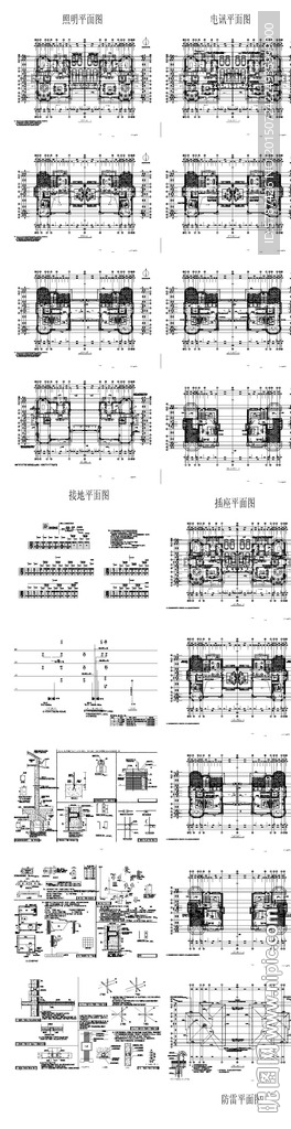 双拼别墅电气CAD图纸