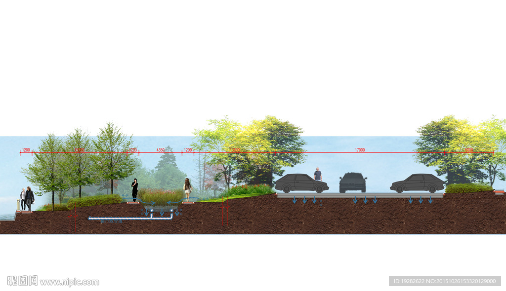 雨水花园景观剖面图设计图__景观设计_环境设计_设计图库_昵图网nipic