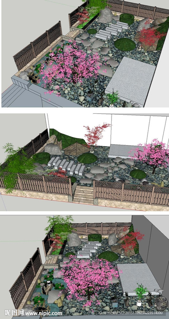 日式小庭院景观草图大师SU模型
