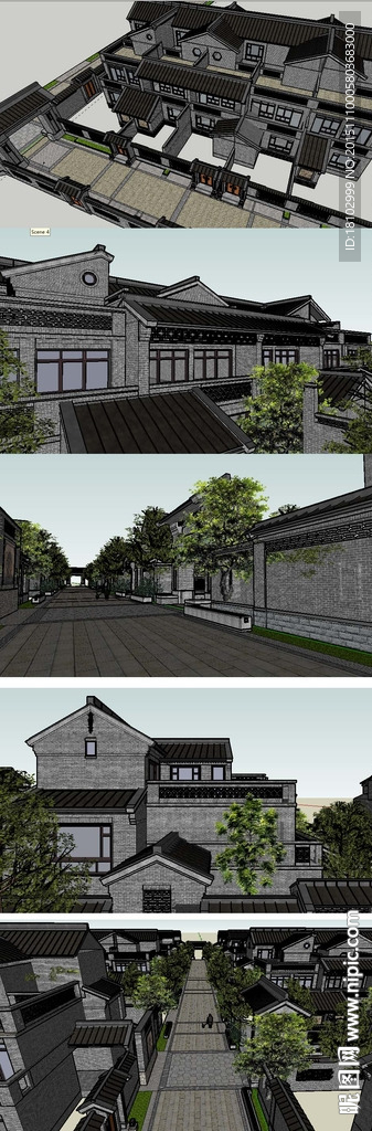 中式院落庭院建筑草圖大師SU