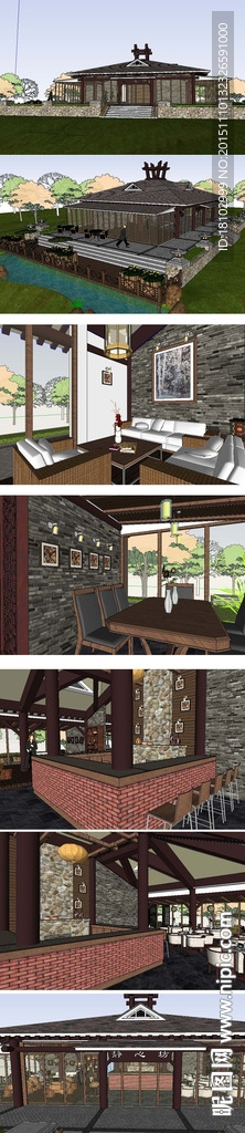 中式餐廳室內(nèi)草圖大師SU模型