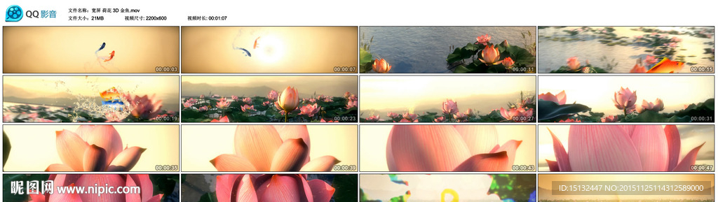 中國風(fēng)寬屏荷花3D金魚晚會背景