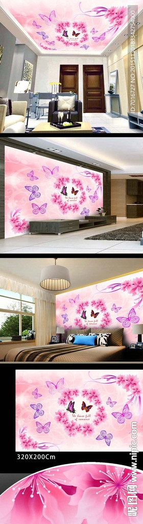 花卉蝴蝶时尚装饰壁画
