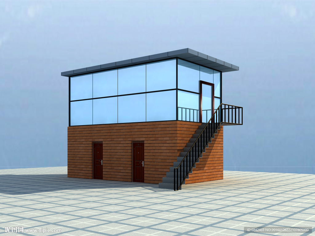 现代钢结构玻璃房3D模型下载【ID:1111448037】_知末3d模型网