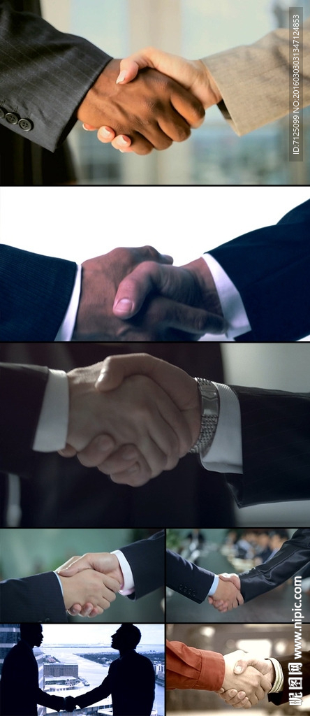 几个不同场合商务人士握手