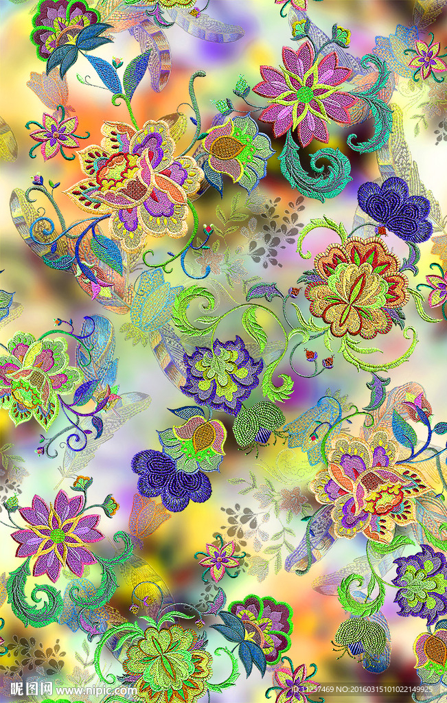 五彩色织花