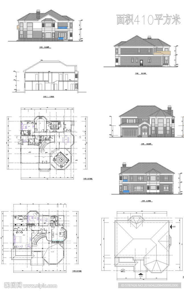 欧式家居建筑CAD模板图