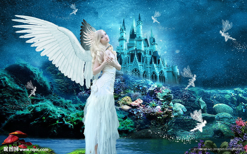 月光城堡白羽天使婚纱写真背景