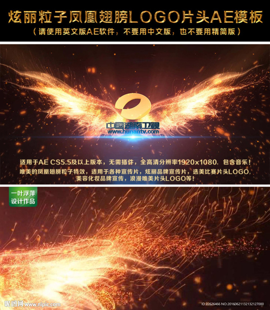 炫麗粒子鳳凰翅膀LOGO片頭