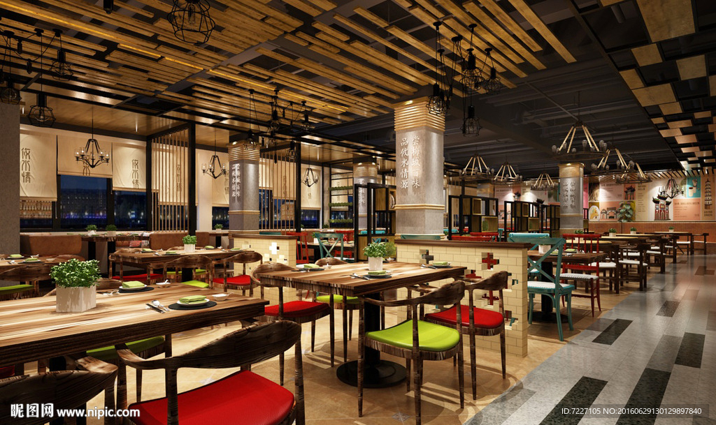 工业风格餐饮餐厅3D模型