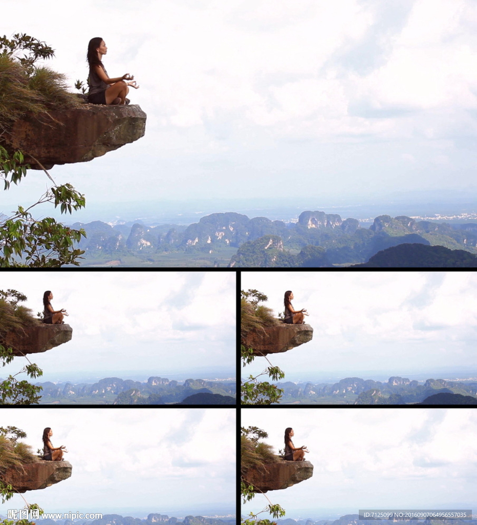 悬崖边瑜伽打坐冥想
