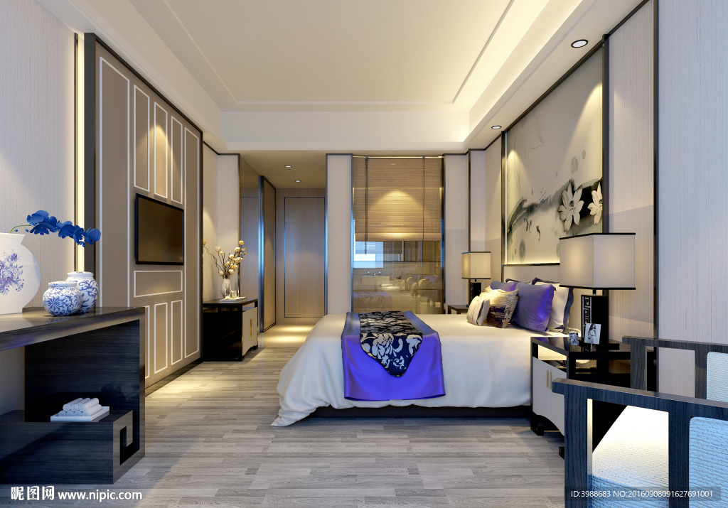 最新酒店單人臥室效果圖