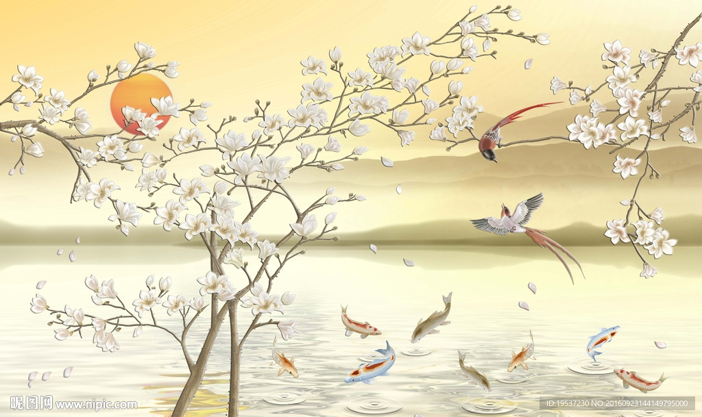 復(fù)古花鳥裝飾畫